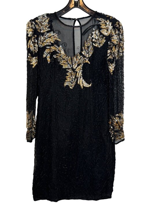 Scala Dresses & Skirts - Vintage Black Silk Sequin Dress By Scala Milan Paris Los Angeles PM